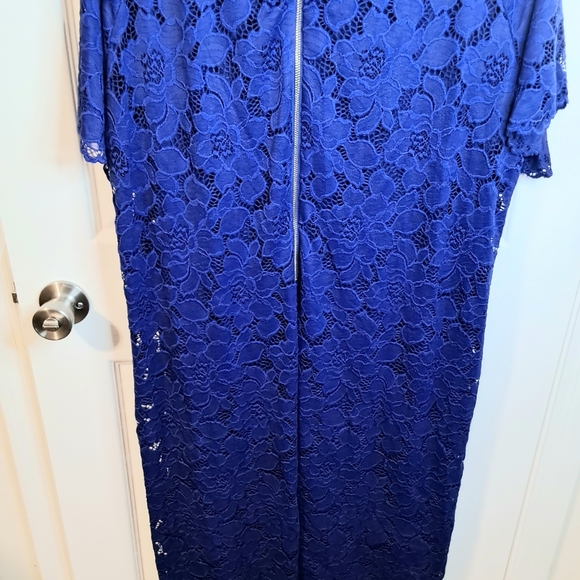 Perceptions Plus Short Sleeve Floral Lace Sheath Dress Cobalt Blue Size 22W NWT. - Picture 6 of 10